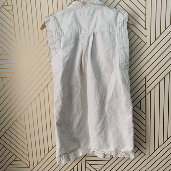 Banana Republic Utility cotton linen blend Mini White Denim button up Dress XXS - Picture 9 of 11